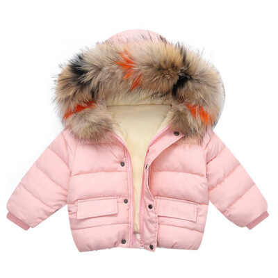 

1-6T Baby Girlbaby Boy Hooded Down Jackets Casual Solid Color Windproof And Warm Thickening Childrens Down Coat