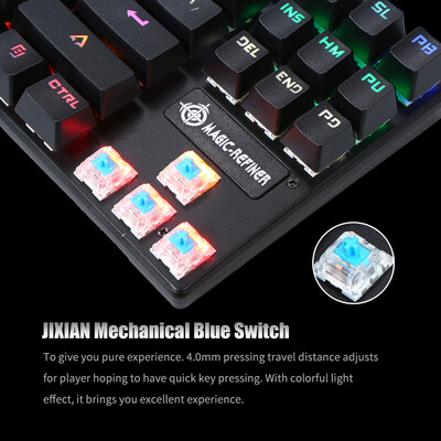 

MAGIC-REFINER Mechanical Keyboard 87-key Gaming Keyboard Blue Switch N-Key Rollover Keyboard with Russian&English Languages fo