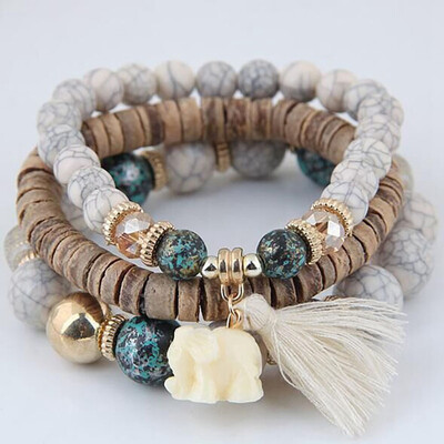 

Woman Beach Jewelry Bohemian Shell stone Bracelet Multilayer Beads Strand