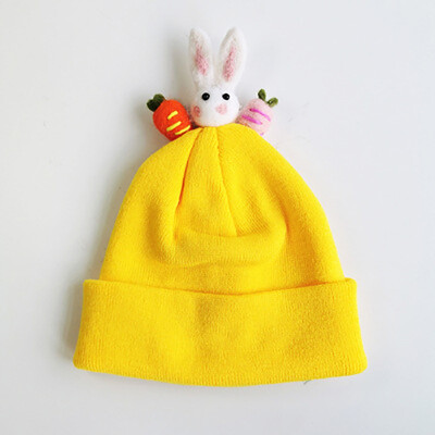 

Infantile Autumn Winter Baby Cute Hats Kids Wool Cartoon Knitted Hemming Caps Headwears 1-5Y
