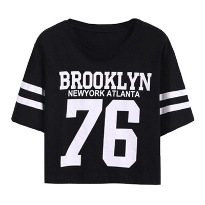 

2017 Fashion T-shirt Women Printed Crop Top T Shirt Women Cropped Tops Tee Shirt Femme Clothing