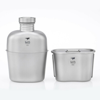 

Titanium Ti3060 Canteen Mess Kit Ultralight Army Water Bottle Carrying Pouch