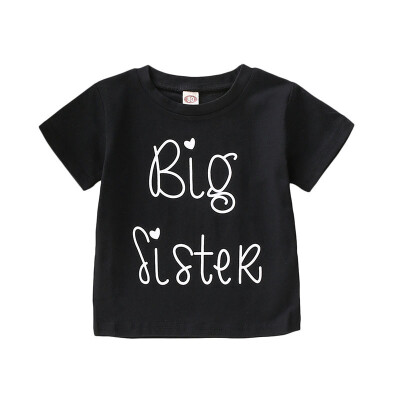 

Summer Baby Girls Short Sleeve Letter Print T-Shirts Kids Cotton Tops Tees Casual Blouse