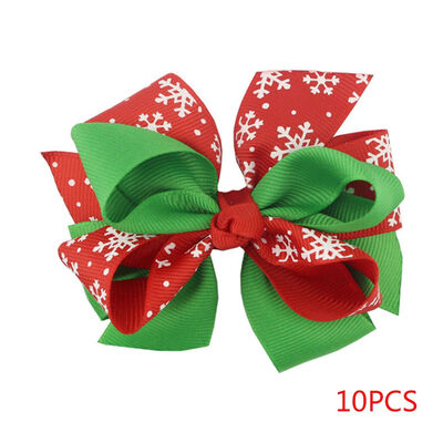 

10PCS Fashion Christmas Gift Bowknot Clip Red Snowflake Hair Clips Hair Pin Accessories Christmas Hairpin