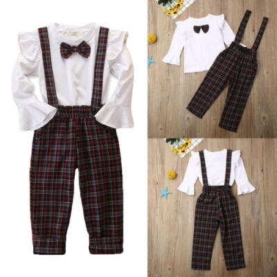 

US 2PCS Baby Girls Kids T-shirt TopsPants Overalls Outfit Clothes Set Autum