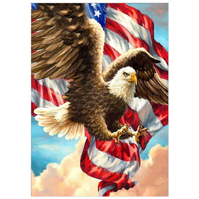 

DIY 5D Diamond Painting By Number Kits USA Flag & Eagle Round Acrylic Full Drill Rhinestone Pictures Arts Craft For Home Wall