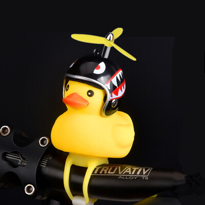 

1PC Cartoon Silica Little Duck Shape Bicycle Bells Shining Mountain Bike Handlebar Duck Bell Yellow Rotary Paddle Helmet Light Z