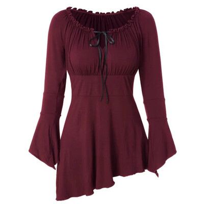 

Tailored Women Plus Size T-shirt Tops Asymmetrical Bell Sleeve Fashion Blouse Tunic