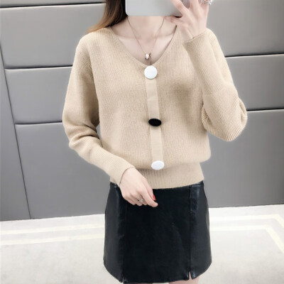 

Candy Color Sweater Coat Knitted Cardigan Yellow Black White Loose Autumn 2019 Femme Korean Style Sweater