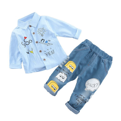 

Baby Boy Clothing Sets Spring Cartoon Fashion T-shirtDenim Pants Set Summer Kid Outfit Toddler Children Cotton Sports Clothes