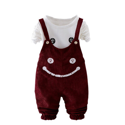 

Toddler Newborn Girl Clothes Autumn Smile Print Outfits Long Sleeve TopsStrap Cute Cat Trousers Party Casual Sets