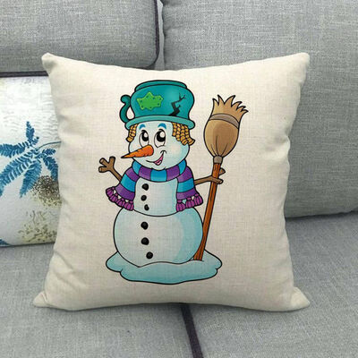 

1pcs Christmas Sofa Pillow Case 3d Snowman Cushion Cover Flax White Lovely