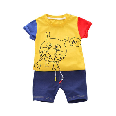 

Cartoon Boy Clothes Set Summer Top Short Sleeve T-shirt Denim Shorts Kids Clothes Set Fashion beach Boy T-shirt