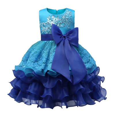 

2017 New Fashion Kids Ceremonies Party Dresses Tulle Ruffles Childrens Princess Wedding Gown Little Baby Girl Dress 4 Colors