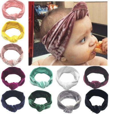 

Toddler Girls Kids Baby Velvet Hairband Headband Stretch Turban Knot Head Wrap
