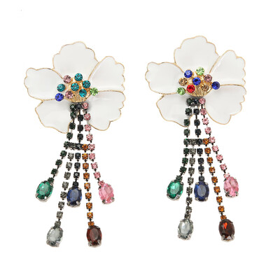 

1Pair 6 colors flower crystal dangle earrings Trend fashion women vintage jewelry statement Earrings for women