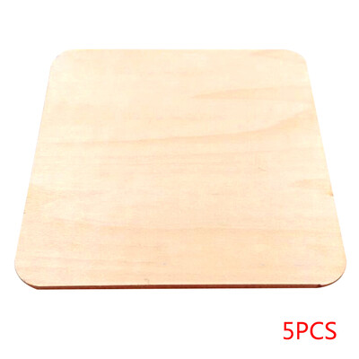 

5pcs Round Corner Square Unpainted Wood Pieces DIY Engraving Carving Model Painting Wood Board