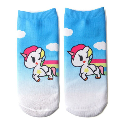 

Women Socks Unicorn Animal 3D Cartoon Funny Cute Socks Novelty Meias Print Ankle Socks Chaussette Exquisite Hocoks Soxs