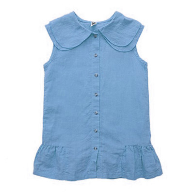 

Children Summer Comfortable Casual Dress Cartoon Solid Color Sleeveless Doll Collar Casual 2019 Dress