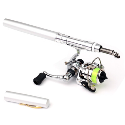 

Portable Pocket Mini Fishing Rod Telescopic Fishing Pole Pen Shape Folded Fishing Rod With Metal Spinning Reel Wheel