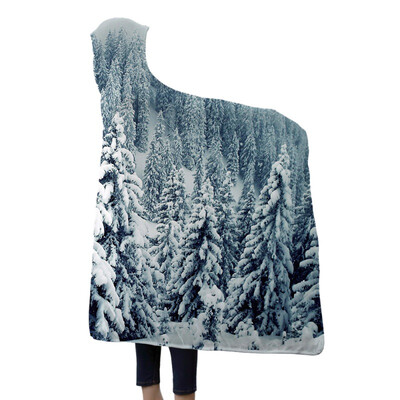

Merry Christmas Hooded Blanket Fleece Wearable Throw Blanket Christmas Gift New Year Gift Soft Warm Decoration Home Textile