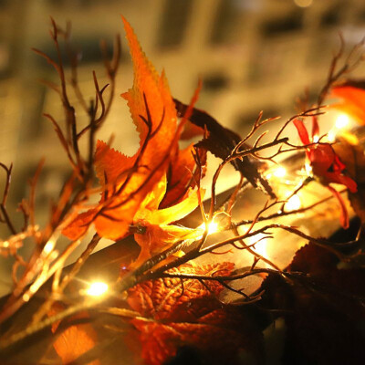 

Artificial Flowers Maple Leaves String Light Garland Artificial Plants Wreath Dried Flowers for Home Autumn Decorations