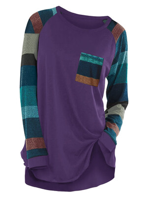 

Raglan Sleeve Striped Pocket Longline T-shirt