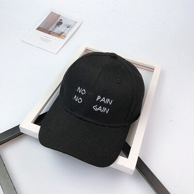 

Korean letters Embroidered Baseball Cap Korean version of mens Street crooked hat outdoor sunshade duck tongue hat