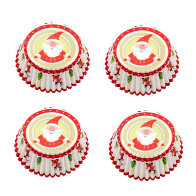 

100pcs Christmas Cupcake Wrappers Cake Paper Cups Muffin Cases Baking Mold Pastry Tools Party Supplies Home Kitchen Tool