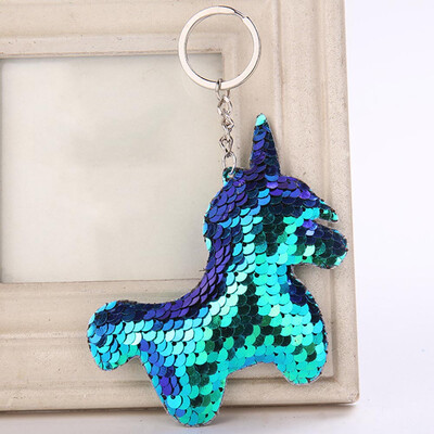 

Fashion Cute Shiny Unicorn Keychain Sequins Horse Key Chain Key Ring For Women Car Bag Pendant Fashion Jewelry Bag Accessories