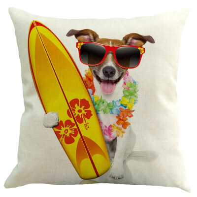 

45x45cm Cotton Linen Funny Puppy Dog&Food Printed Decorative Square Pillowcase Throw Pillow Cover for Couch Home