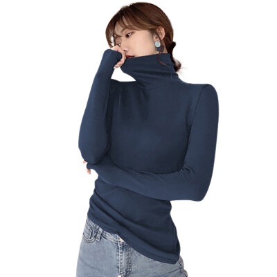 

Knit Bottoming Sweater Women Autumn And Winter Casual Temperament Sweater Fashion New High Collar Slim Sweater Solid Color