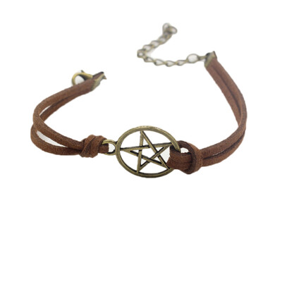 

Supernatural Inspired Braceletretro Bronze Pentagram Pendantbrown Rope Bracelet Hot Sale