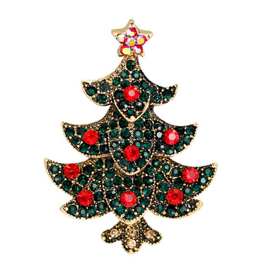 

Christmas Crystal Brooches Diamond Brooch Pin Christmas Dress Gifts Gold-Toned Festive Christmas Jewelry