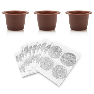 

3 Pcs Disposable Empty Coffee Capsule Cups Pods 40 Pcs Aluminum Seals Stickers For Nespresso Machines Maker Red Color