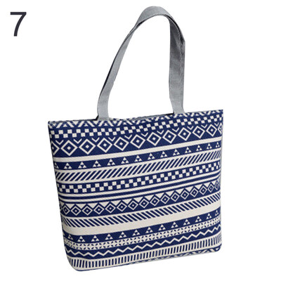 

Elephant Striped Canvas Shopping Bag Women Large Capacity Tote Shoulder Handbag