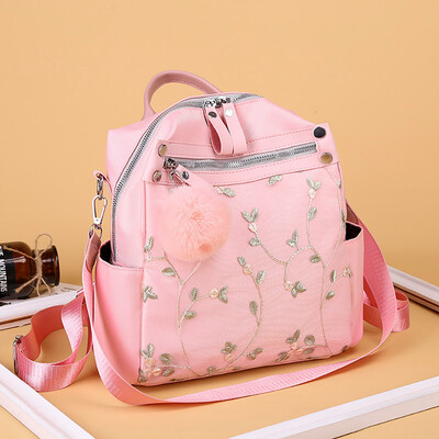 

Tailored Womens Fashion Lace Backpack Embroidery Bag Anti-Theft Shoulder Bag Leisure