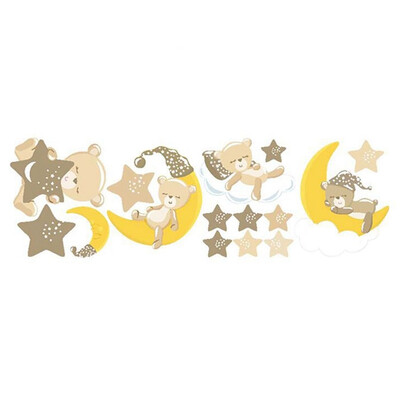 

Kids Room Decor Wall Sticker Clouds Stars Moon Sleep Bears Decoration Wall Stickers Bedroom Decor Removable Art Decor