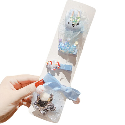 

Childrens Tiara Hairpin Set Kids Baby Girls Sweet Fabric Mesh Bangs Clip Girl Hairpin BB Clip Toddler Baby Girls Hairpin