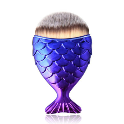 

GUJHUI 1 Pc Fish Scales Colorful Makeup Brushes Face Foundation Powder Blush Highlighter Make Up Brush Maquiagem