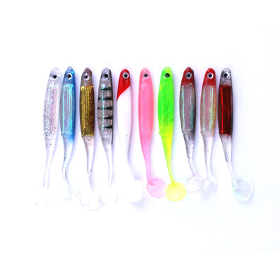 

10Pcs T Tail Fish Bait Artificial Soft Lure Colorful Fishhooks Softbaits Fishing Tackles Tools Lake