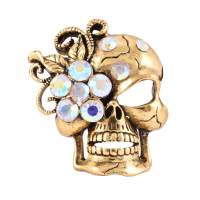 

Large Diamond Skull With Flower Brooch Fashion Ladies Jewelry Brooch Pin Gift 1x