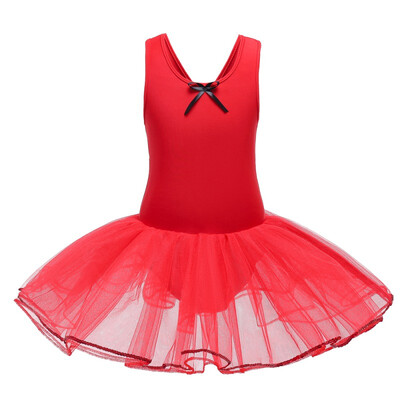 

Ballerina Party Costume Kids Bow-knot Decoration Dress Girls Dancewear Concise Gymnastic Ballet Sleeveless Leotard Tutu Dresses
