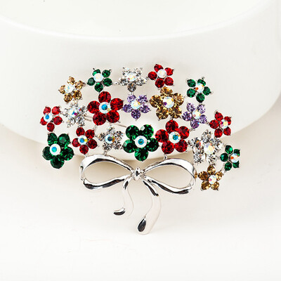 

Crystals Flower Silk Scarf Brooches Women Pins Clip Buckle Hold Multi Color Tree Broche Christmas Gifts Top