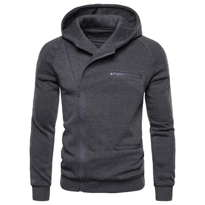 

Men Autumn Winter Hoodie Sweatshirts Solid Hooded Long Sleeve Pockets Zipper Casual Tops BlackDark Grey