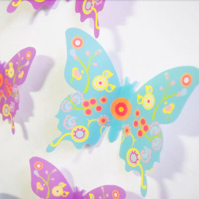 

12pcs PVC 3D Butterfly Wall Sticker Wall Decor Cute Butterflies Art Decals Wall Art for Home Kid Room Refrigerator Decoration