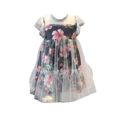 

Hot Summer Casual Baby Girls Mesh Design Flower Print Dress Kids Toddler Sleeveless Pageant Sundress