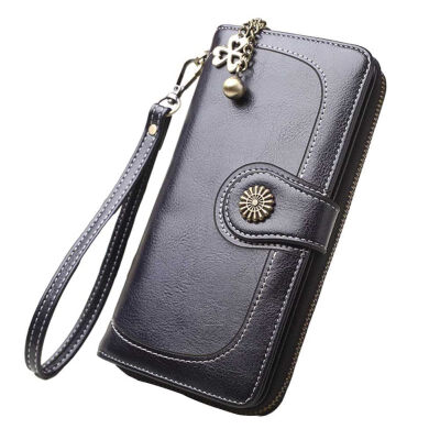 

Women Solid Color Faux Leather Wristlet Wallet Clutch Long Purse Phone Holder