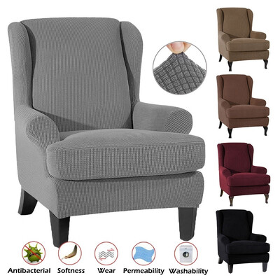 

Elastic Armchair Wingback Cover Wing Chair Covers Waffle Fabric Back Furniture Protector Stretch Sofa Slipcovers