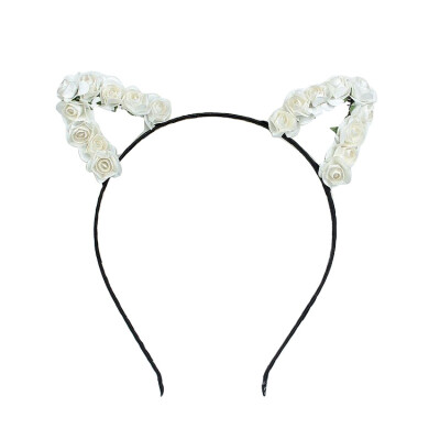 

Cute Girl Cat Ear Shape Flower Christmas Headband Hair Band Fluffy Hair Hoop for Party Wedding Daily Decor
